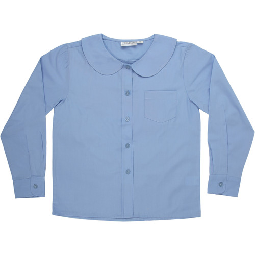Girls Peter Pan Blouse Long Sleeve Color Blue