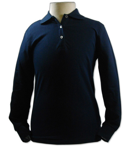 Peachy Black Knit Long Sleeve Polo