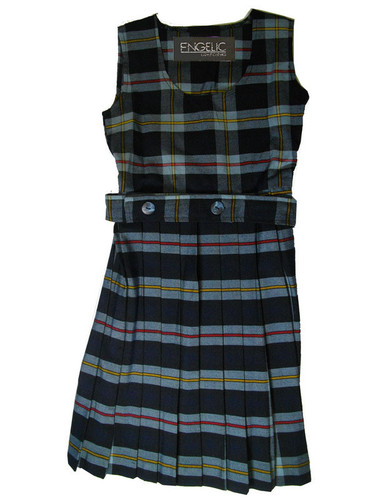 Girls School Uniform Scoop Neck Plaid Pleated Jumper w/Belt (Plaid Z )