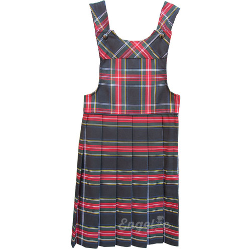 Bib Top Pleated Jumper with Piping | Plaid T