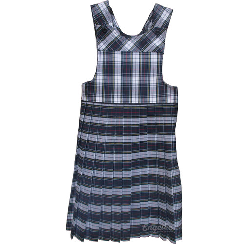 Bib Top Pleated Jumper with Piping | Plaid K | Color #8B (GY)