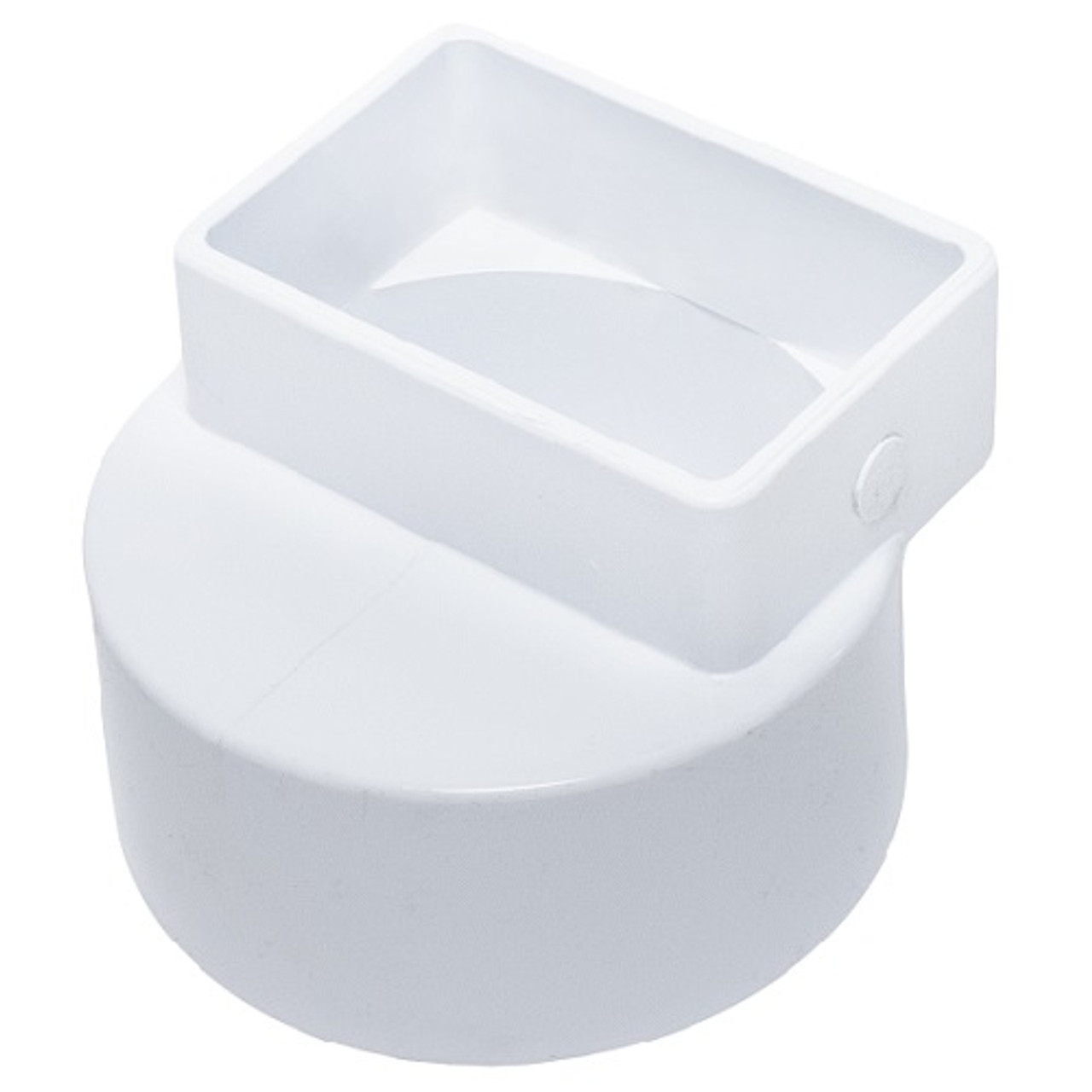 PVC 4" x 6" x 6" DWV Downspout Adapter Offset (DSA x Hub) - The