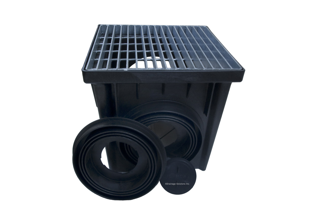 NDS 24" Two Hole Catch Basin Kit w/ Galvanized Metal Grate The