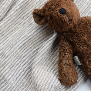 Merino and Lurex baby blanket - stone