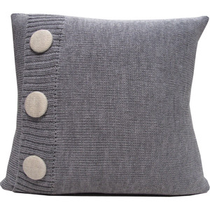 Knitted Wool Cushion - Grey Marl