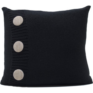 Knitted Wool Cushion - Black