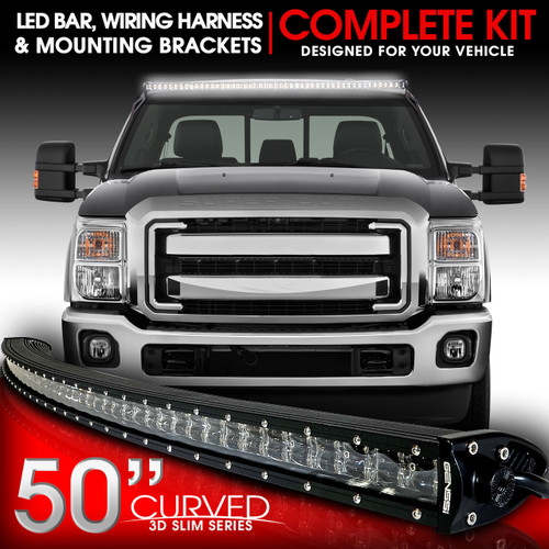 LED Light Bar Curved 312W 54 Inches Bracket Wiring Harness Kit for Ford