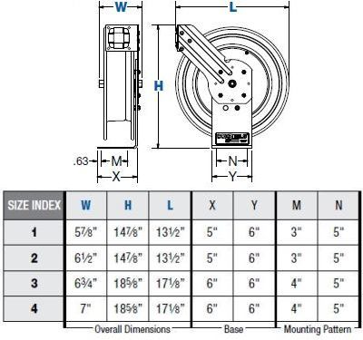 Coxreels Retractable Air/Water Low-Pressure Hose Reel, P , 1/2 X 50  (P-LP-450)
