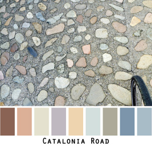 Catalonia Road - dusty pastel colored pebble road, colors for blue eyes, green eyes, brown eyes, blonde hair, brunette, gray hair - photo by Inese Iris Liepina, Wrapture by Inese