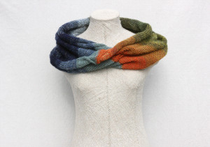 Tirelis Marsh knit mohair silk loop scarf Wraptuyre by Inese Iris Liepina green olive navy blue jade paprika orange gold blue
