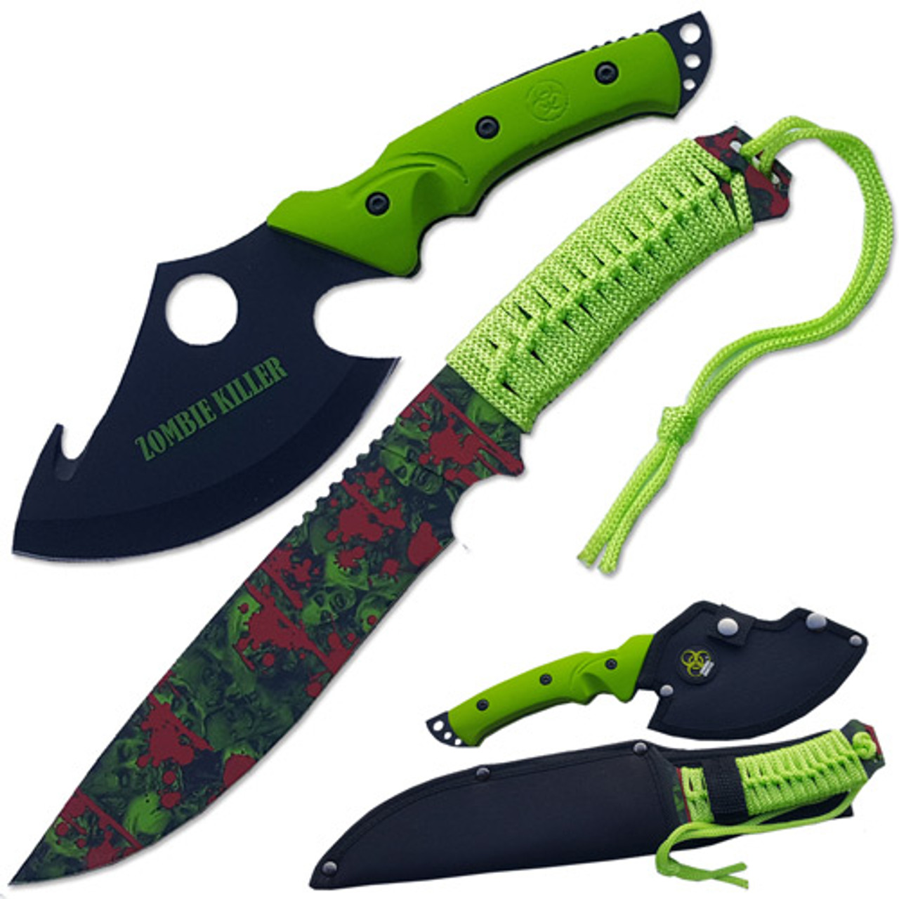 Ultimate Zombie Survival Knife Set Full Tang Sharp Edge Import