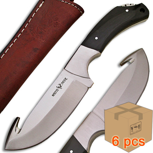 Case of 6pcs WHITE DEER Guthook Ranger Series J2 Steel Skinner Knife Buffalo Horn Grip Case of 6pcs WHITE DEER Guthook Ranger Series J2 Steel Skinner Knife Buffalo Horn Grip