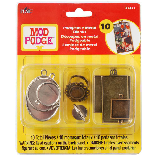 Mod Podge Podgeable Metal Pendant and Ring Blanks 10/Pkg