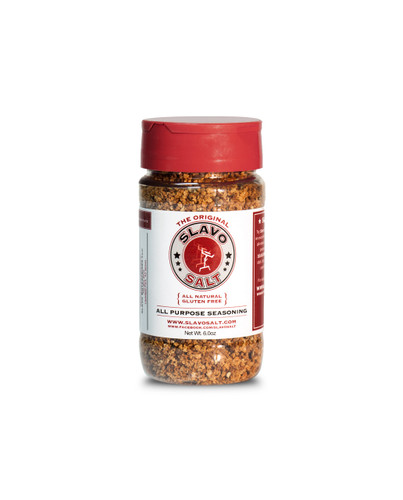 Try Slavo All-Purpose Seasoning once and you’ll be putting it on everything! Made with the highest quality, all-natural ingredients without additives or preservatives, this gourmet seasoning enhances the flavor of any dish. Use it on meat, fish, eggs, veggies, popcorn and even Bloody Marys!
Ingredients: Fresh Garlic, Kosher Salt, Black Pepper