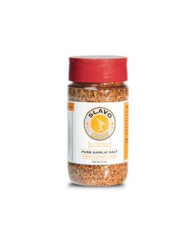 The secret to the magic of Slavo’s Garlic Salt is in its simplicity. Consisting of fresh garlic and Kosher Salt, this all-natural, artisan blend packs a powerful punch of flavor. This handcrafted seasoning is perfect for garlic breads, burgers, salads, fries and any recipe calling for garlic and salt. If you love garlic, Slavo’s Garlic Salt is a must-have for your spice cabinet.
Ingredients: Fresh Garlic, Kosher Salt