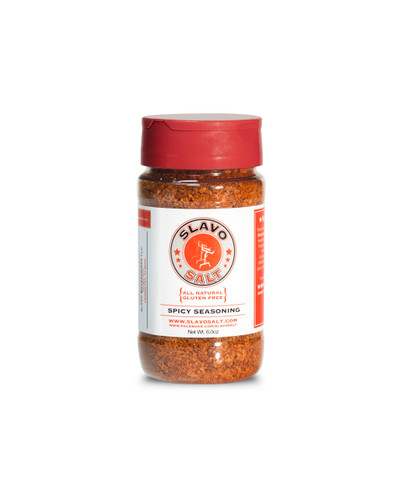 Image of the front of Spicy Slavo Seasoning 6oz