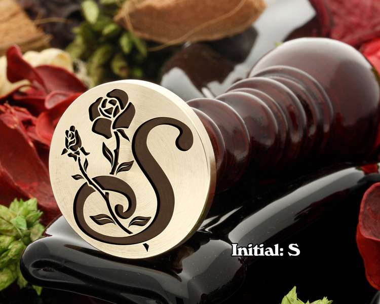 Rose Initial S Wax Seal Design - Engraved to Order