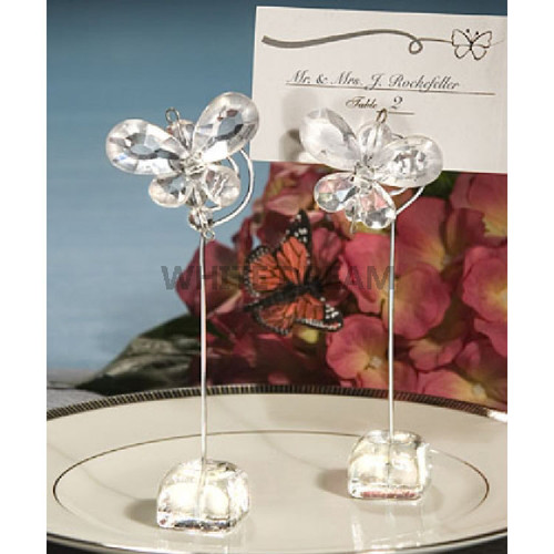Clear - Butterfly Crystal - Place Card Holder Clear - Butterfly Crystal - Place Card Holder