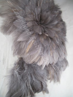 Rooster Feathers Schlappen, strung, 3-5 inch, dyed Gray, per FOOT Rooster Feathers Schlappen, strung, 3-5 inch, dyed Gray, per FOOT