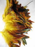 Rooster Feathers Schlappen, half bronze, dyed Yellow, per FOOT Rooster Feathers Schlappen, half bronze, dyed Yellow, per FOOT