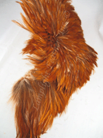 ROOSTER NECK Hackle Feathers, strung, Natural Red Brown, per foot ROOSTER NECK Hackle Feathers, strung, Natural Red Brown, per foot
