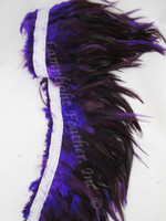 Feather Trim, Saddle Hackle, Furnace dyed Purple, per yard Feather Trim, Saddle Hackle, Furnace dyed Purple, per yard