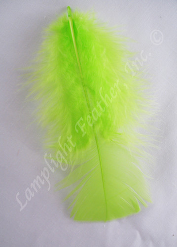 Lime Turkey Plumage (flats) Craft Feathers per Ounce from Lamplight Feather package