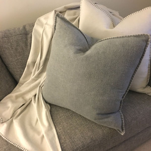 Casetta Living - Blanket Stitched Cushion 60cm - Charcoal Casetta Living - Blanket Stitched Cushion 60cm - Charcoal