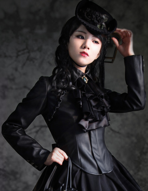 Silence Lonely, Elegant Gothic Punk False Shrug Bustle Riding Jacket*PU Version Silence Lonely, Elegant Gothic Punk False Shrug Bustle Riding Jacket*PU Version