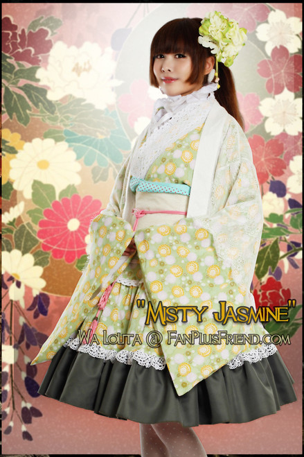 wa kimono yukata 6pcs set mint white wa kimono yukata 6pcs set mint white