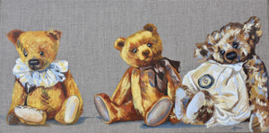 Teddy bears painting in oils