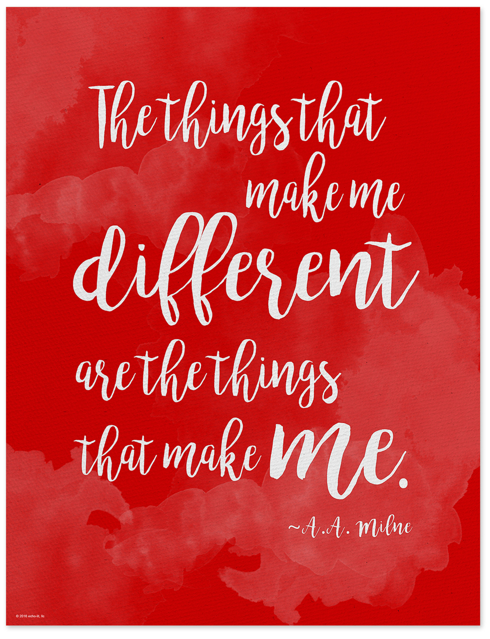 Different - A.A. Milne Diversity Quote Poster. Fine Art Print For
