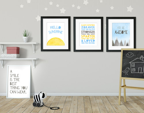 Uplifting Quote Set of Four Fine Art Prints For Classroom, Library, Home or Nursery