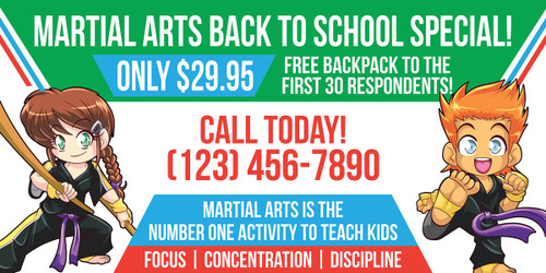 NEW!! Back to School Martial Arts Vinyl Banner V3