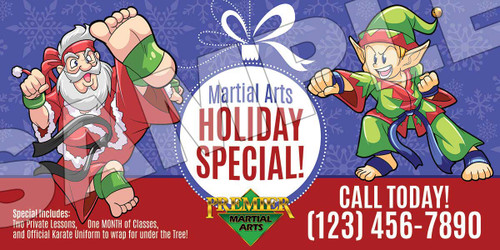 **NEW!! Santa & Elf Martial Arts for the Holidays Vinyl Banner