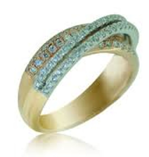 14 KT Rose Gold & Round Cut Diamond Cris Cross Right Hand Ring