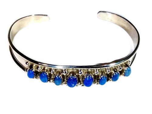 8-Stone Denim Blue Lapis Sterling Silver Cuff
Navajo Tribe Native American Jewelry
Handcrafted