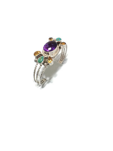 Chaco Canyon Amethyst, Citrine & Turquoise Cuff Bracelet
