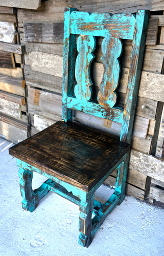 Yoke Back Dining Chair in Turquoise
