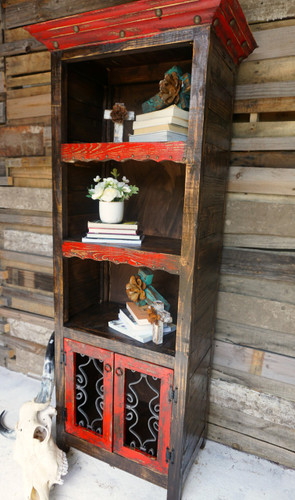 Benito Rustic Bookcase shown in Red