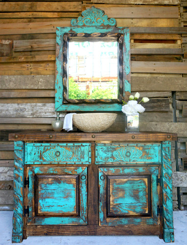 Agave Bathroom Vanity shown in Turquoise