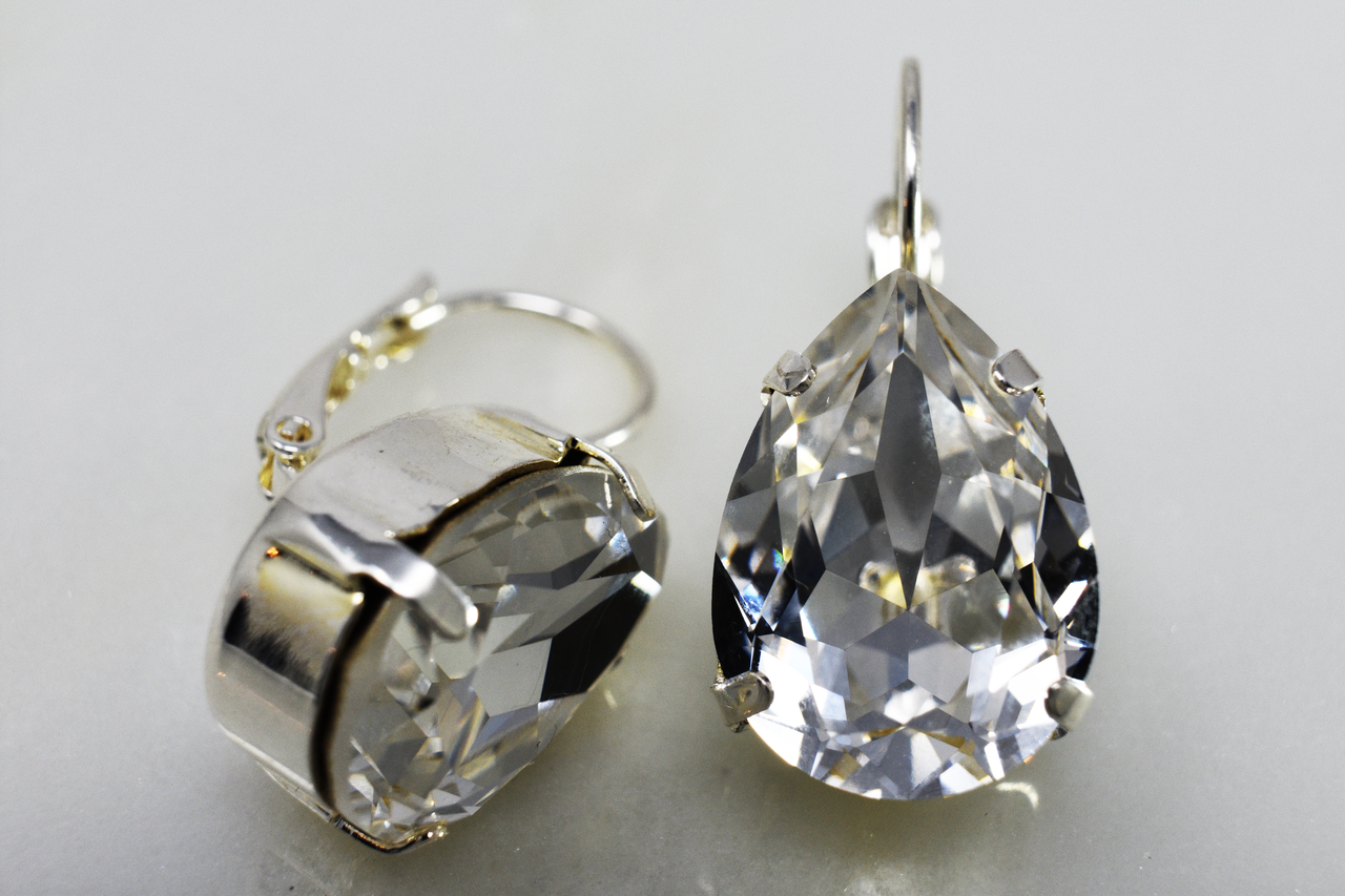 Swarovski Clear Crystal 18 Mm Teardrop Earrings
