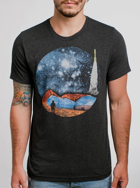 Launch - Multicolor on Heather Black Triblend Mens T Shirt - Curbside ...
