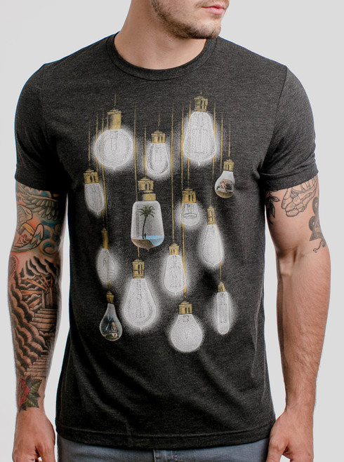 Download Light Bulbs - Multicolor on Heather Black Triblend Mens T ...