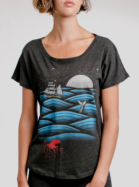 Sea Life - Multicolor on Heather Black Triblend Womens T-Shirt ...