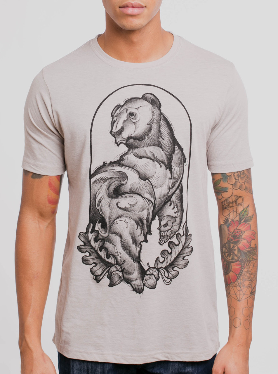 Grizzly - Black on Heather Silver Mens T Shirt