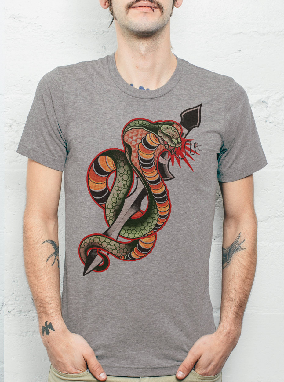 Cobra - Multicolor on Heather Ash Mens T Shirt