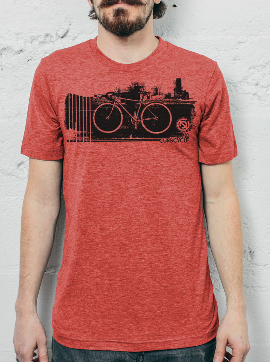 Curbcycle - Black on Heather Red Men's T-Shirt