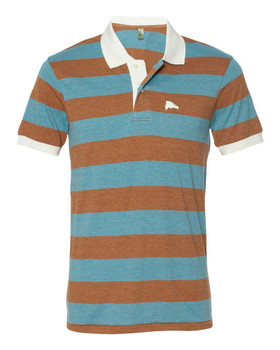 Hispaniola Port & Trade Company | DR Map Vintage Turquoise-Rust Premium Fitted Stripe Polo Hispaniola Port & Trade Company | DR Map Vintage Turquoise-Rust Premium Fitted Stripe Polo