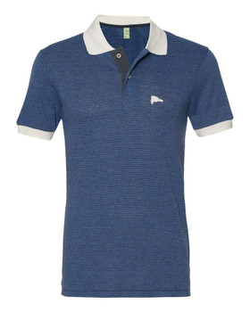 Hispaniola Port & Trade Company | DR Map Vintage Navy-Royal Premium Fitted Feeder Stripe Polo Hispaniola Port & Trade Company | DR Map Vintage Navy-Royal Premium Fitted Feeder Stripe Polo